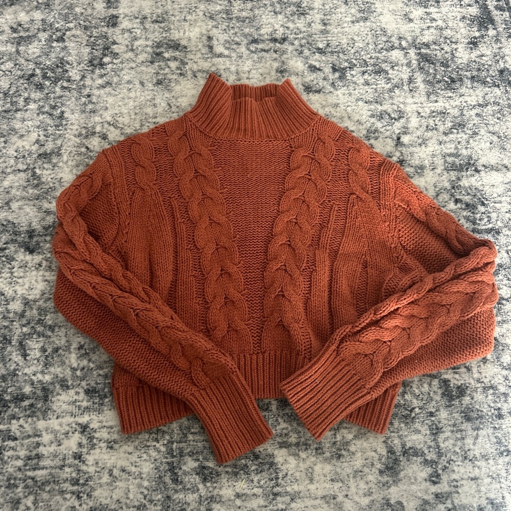 Aeropostale Brown Cowl Neck Sweater with Cable Knit